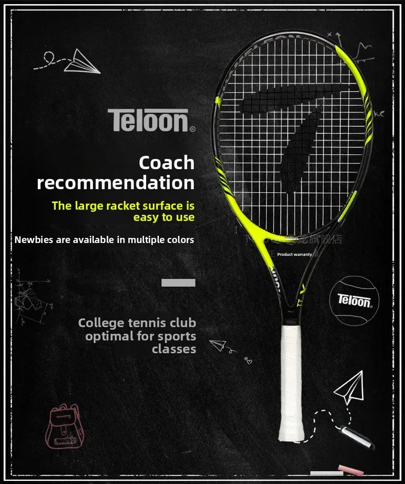 TELOON Genuine Carbon Tennis Racket Beginner College Student Men's and Women's Single with Wire Rebound Tennis Trainer Set