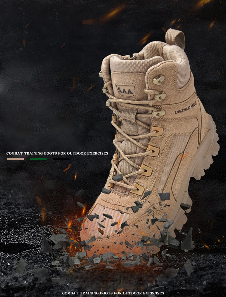CHRLCK Men Non-Slip Hiking Shoes Combat Boots Wear-resistant Hiking Shoes Waterproof Mountaineering Trekking Boots Outdoor Sport