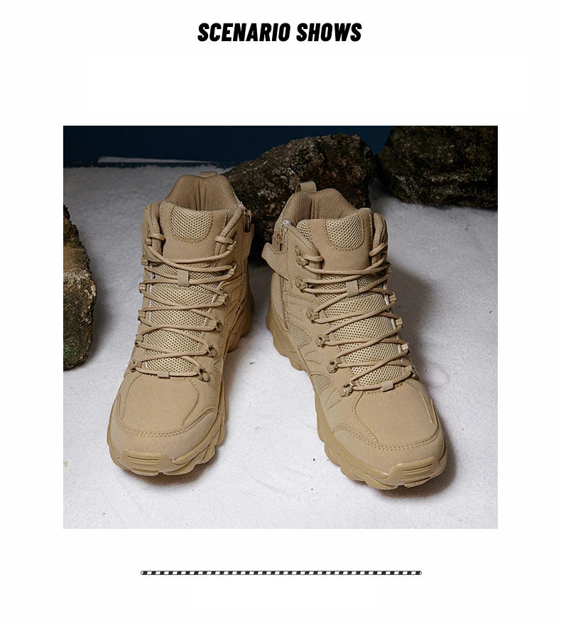 CHRLCK Tactical Boots Outdoor Sports Men's Trekking Boots Waterproof Hiking Shoes Shock Absorbing Anti-slip Sneakers Male