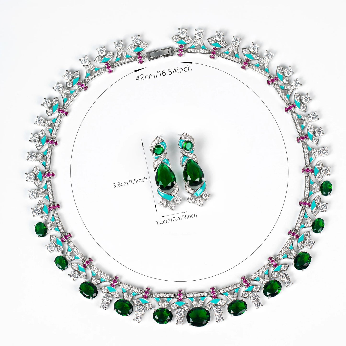 New Solid Jewellery Oil Painting Necklace Earrings Premium Multicolour 2 Pcs Wedding Party Travel Women's Holiday Gift M-648