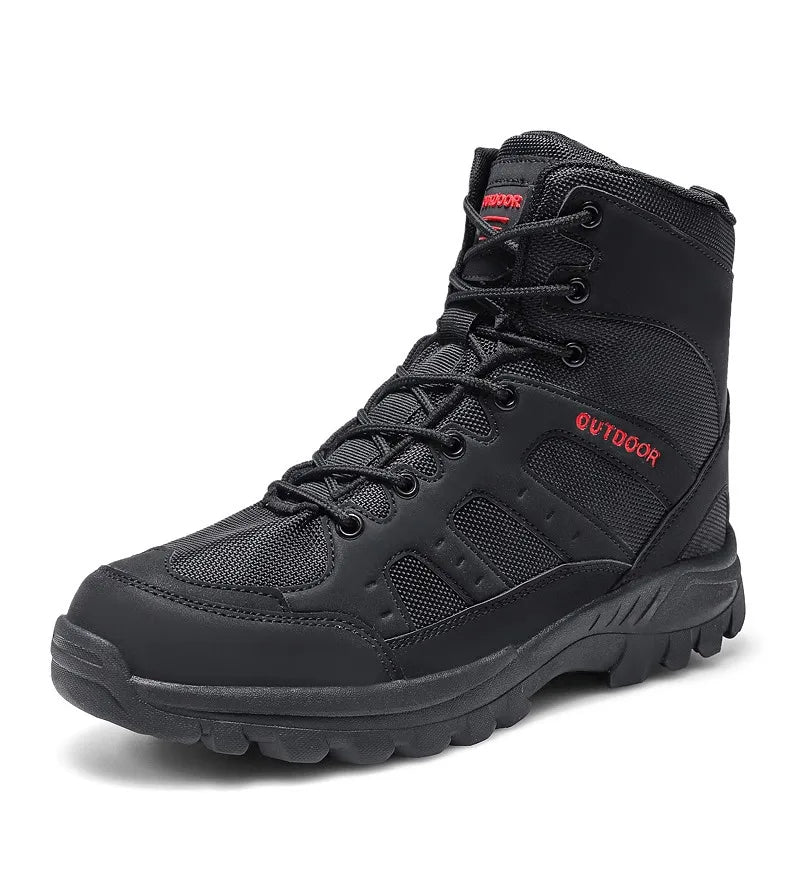 High-Top Men Hiking Boot Winter Outdoor Shoes Lace-Up Non-slip Sports Casual Trekking Boots Man Suede Warm Shoes Men Winter