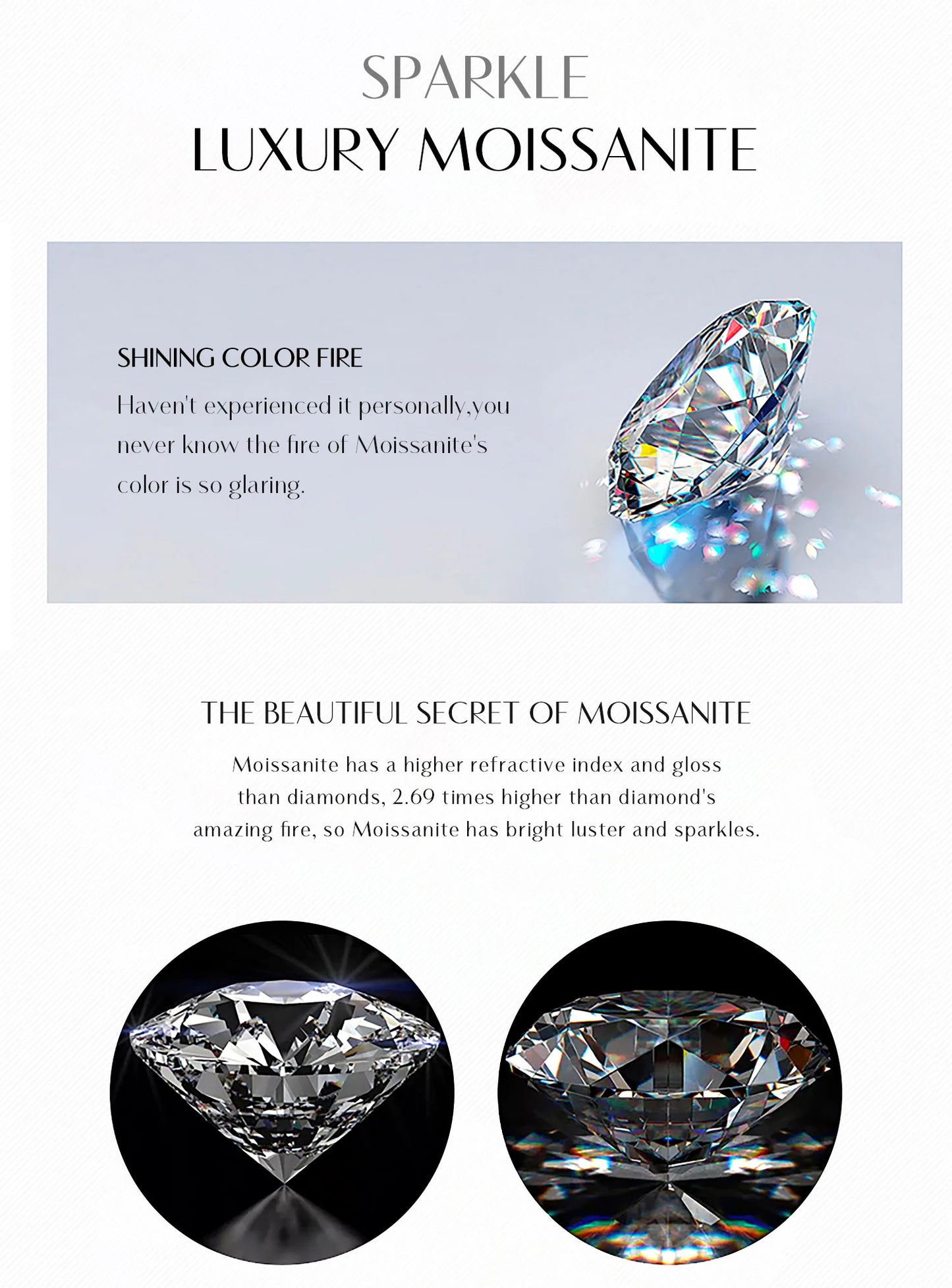 MODIAN 1CT Multicolor Round Moissanite Necklaces 925 Sterling Silver Luxury Classic Pendant Necklace For Women Fine Jewelry