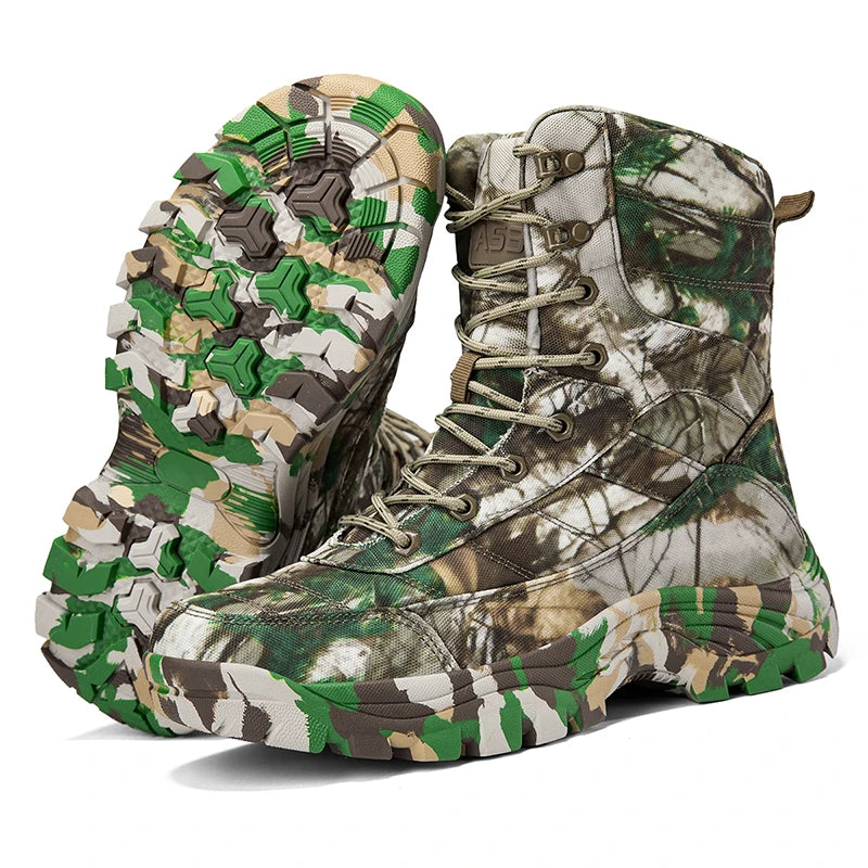 New Trendy Camouflage Hiking Boots for Men Platform Waterproof Trekking Boots Big Size 47 Non-slip Outdoor Boots Men