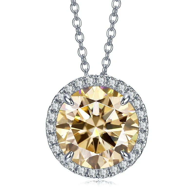 JoyceJelly Classic S925 Sterling Silver Necklace With 5CT 11mm Colorful Moissanite Gemstones Wedding Party Luxury Fine Jewerly