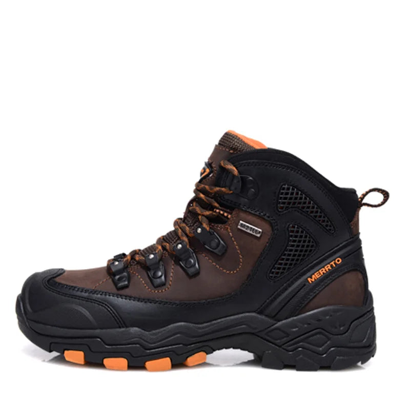 MERRTO cowhide Hiking shoes Men trekking boot mountian waterproof hunting Boots Male Sneakers Tactical Desert Combat Ankle Boots