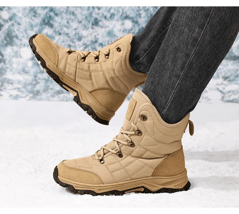 Winter Velvet Hiking Boots Men Warm Fur High Top Trekking Boots Man Outdoor Waterproof Men's Climbing Shoes zapatillas de hombre