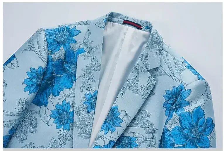 (Jacket + Trousers) Fashion Men Jacquard Suits, High Quality Male Business Social Groom Wedding Party Flower Dress Set