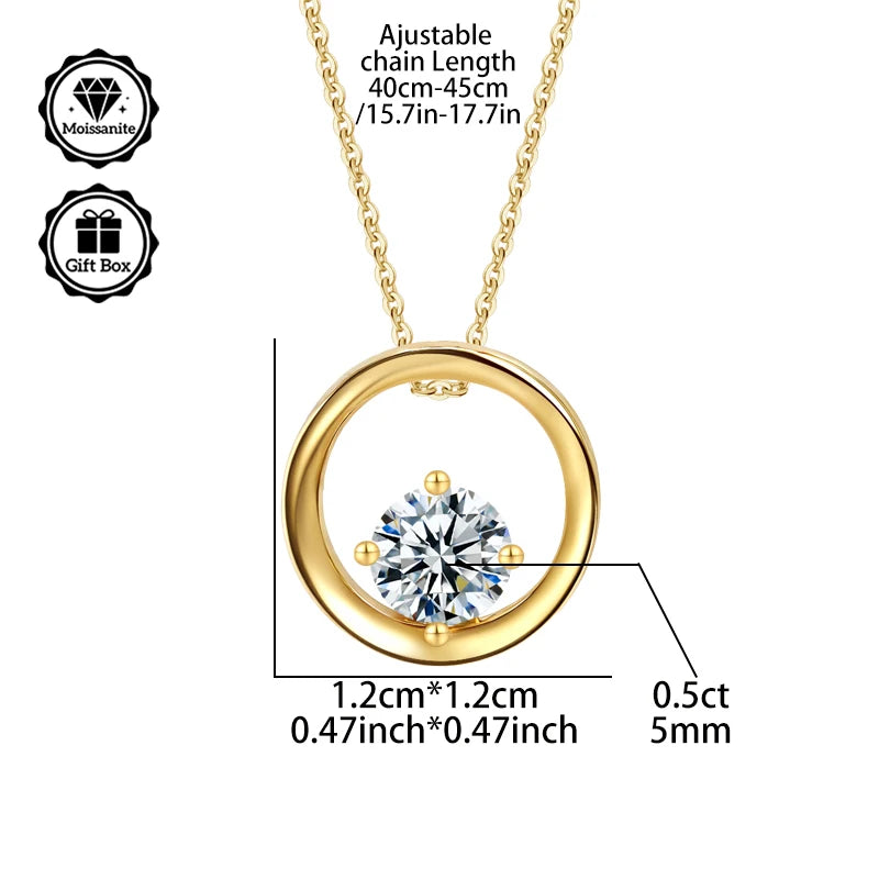 LAMVOICE  jewelry for women,0.5 carat moissanite necklace , Hypoallergenic necklace, golden plated, christmas gift,high quality