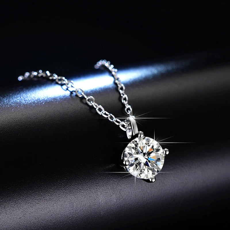 Silver 925 4 prong Moissanite Pendant Necklace For Women Trendy Design D Color VVS Pass Diamond Test Jewelry with box GRA