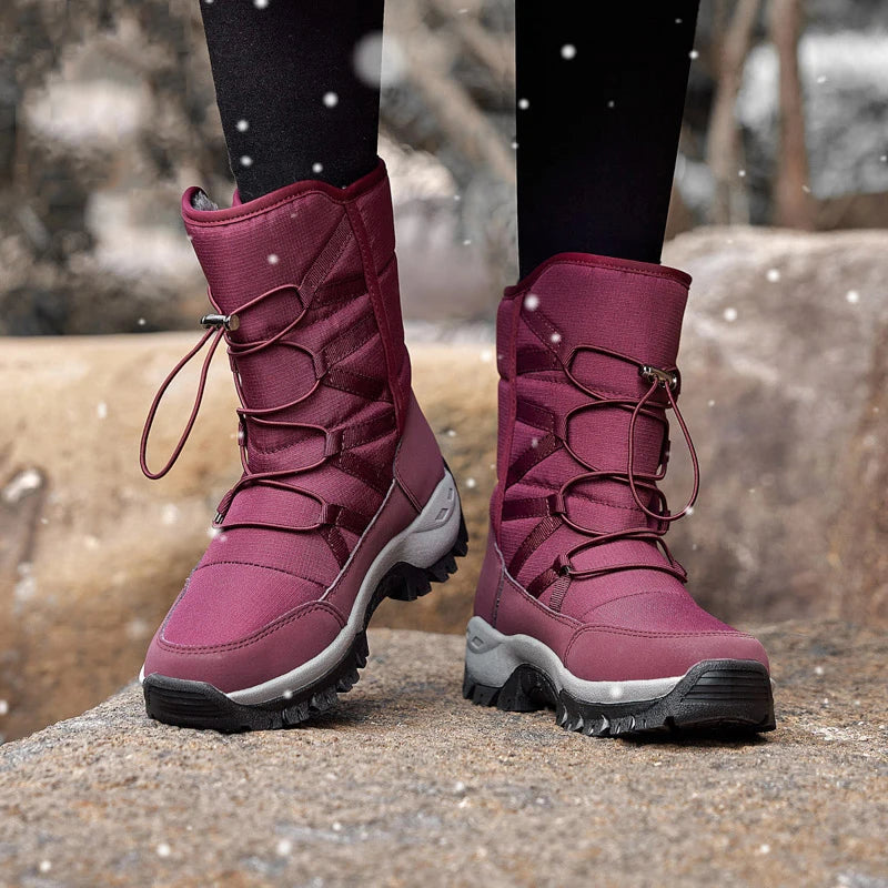 Women's Anti-Slip High-Top Trekking Boots Plush Warm Snow Shoes for Outdoor Hiking Mountain Climbing Winter Outdoor Activities