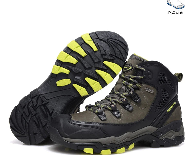 MERRTO cowhide Hiking shoes Men trekking boot mountian waterproof hunting Boots Male Sneakers Tactical Desert Combat Ankle Boots