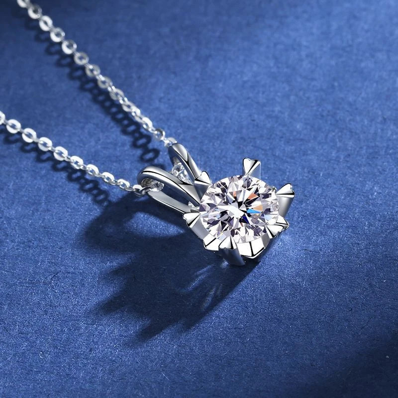 Silver 925 4 prong Moissanite Pendant Necklace For Women Trendy Design D Color VVS Pass Diamond Test Jewelry with box GRA