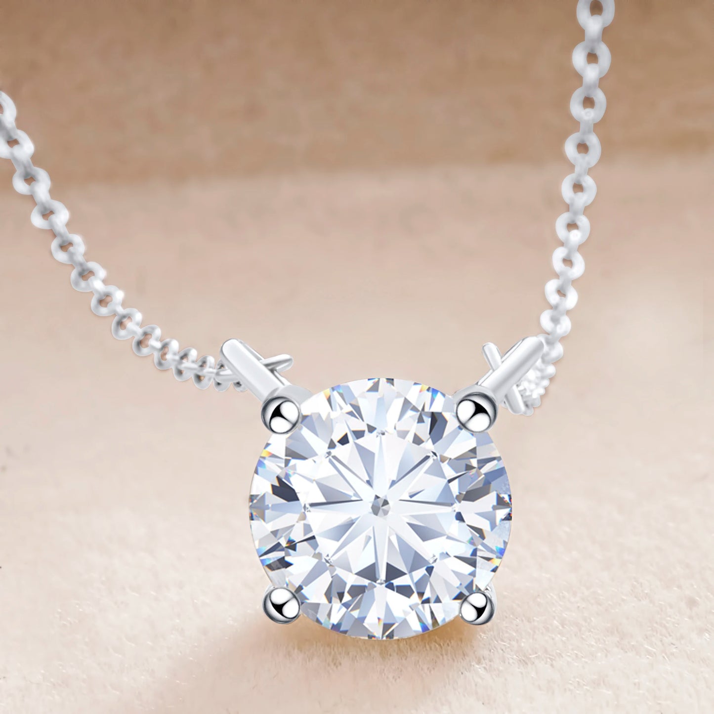 Moissanite Dia 6.5mm 0.5-5CT Woman Pendant Sier Necklace For Women Chains Party Bridal Fine Jewelry 925sterling Silver Necklace