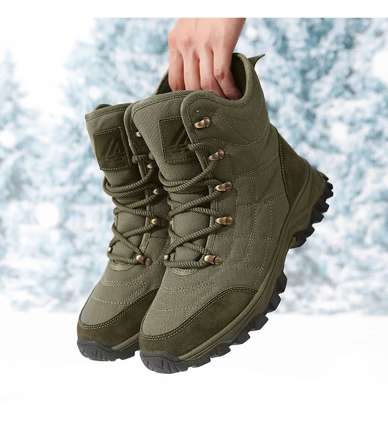 Winter Velvet Hiking Boots Men Warm Fur High Top Trekking Boots Man Outdoor Waterproof Men's Climbing Shoes zapatillas de hombre