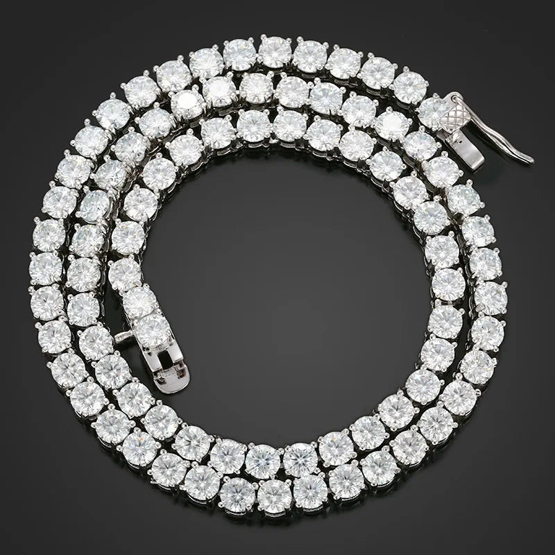 [Tennis Chain] Premium Unisex Moissanite Tennis Necklace for Men Original 925 Sterling Silver Hip Hop Tennis Bracelets for Women