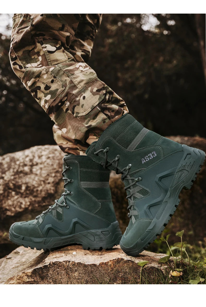 Men High-top Hiking Shoes Outdoor Shoes Non-Slip Casual Trekking Boots Hiking Boot Lace Up Hunting Tactical Trekking Sneakers