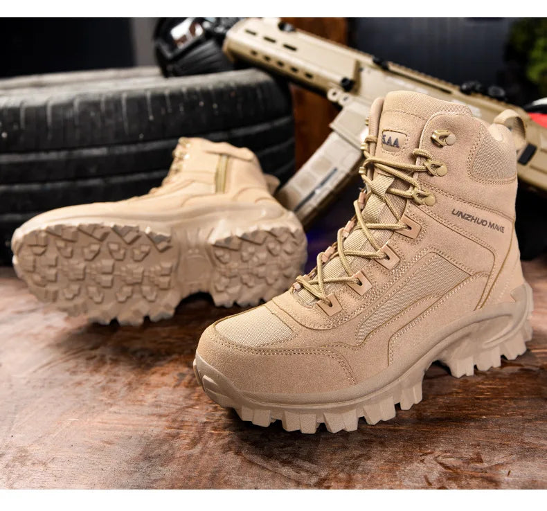 CHRLCK Men Non-Slip Hiking Shoes Combat Boots Wear-resistant Hiking Shoes Waterproof Mountaineering Trekking Boots Outdoor Sport