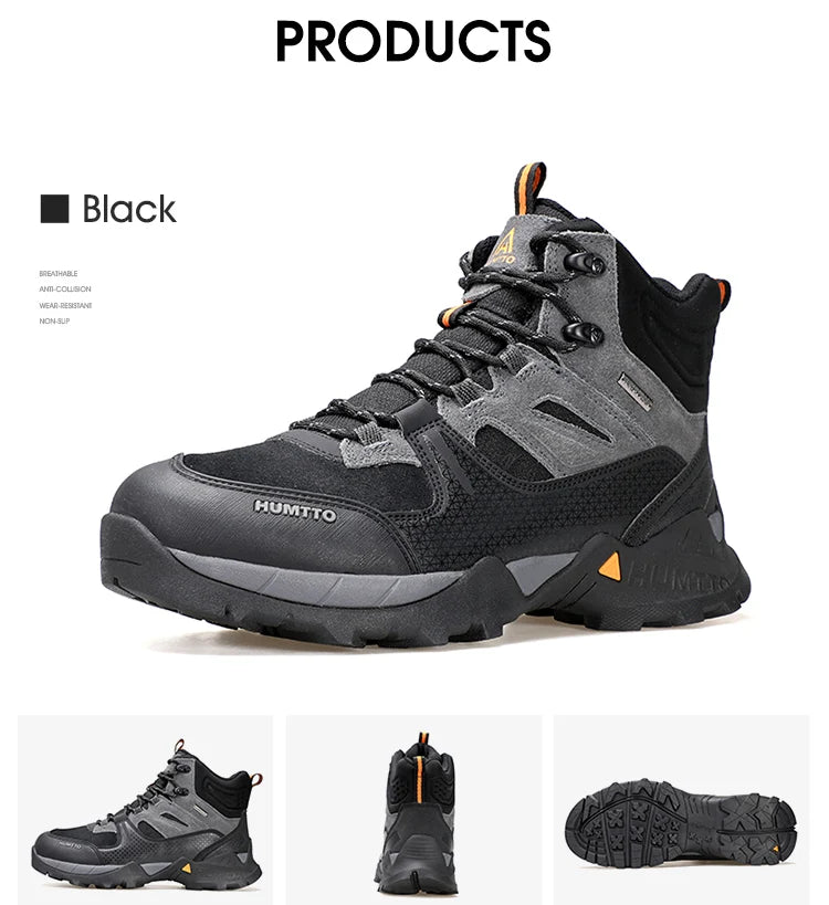 HUMTTO Hiking Shoes Men Trainers Outdoor Trekking Boots Mens Breathable Winter Men's Sports Shoes Leather Safety Work Sneakers
