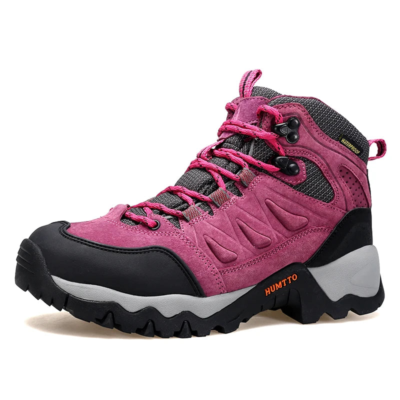 HUMTTO Waterproof Womens Hiking Shoes Luxury Designer Boots for Women Outdoor Climbing Trekking Sneakers New Leather Ankle Boots