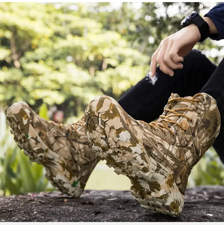 New Trendy Camouflage Hiking Boots for Men Platform Waterproof Trekking Boots Big Size 47 Non-slip Outdoor Boots Men