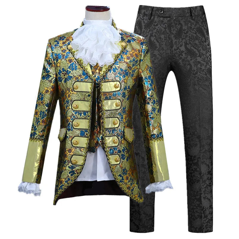 Palace Performance Dress Men Luxurious Jacquard Suits 2025 New Fashion Singer Pianist Stage Blazer Jacket and Pants with Vest