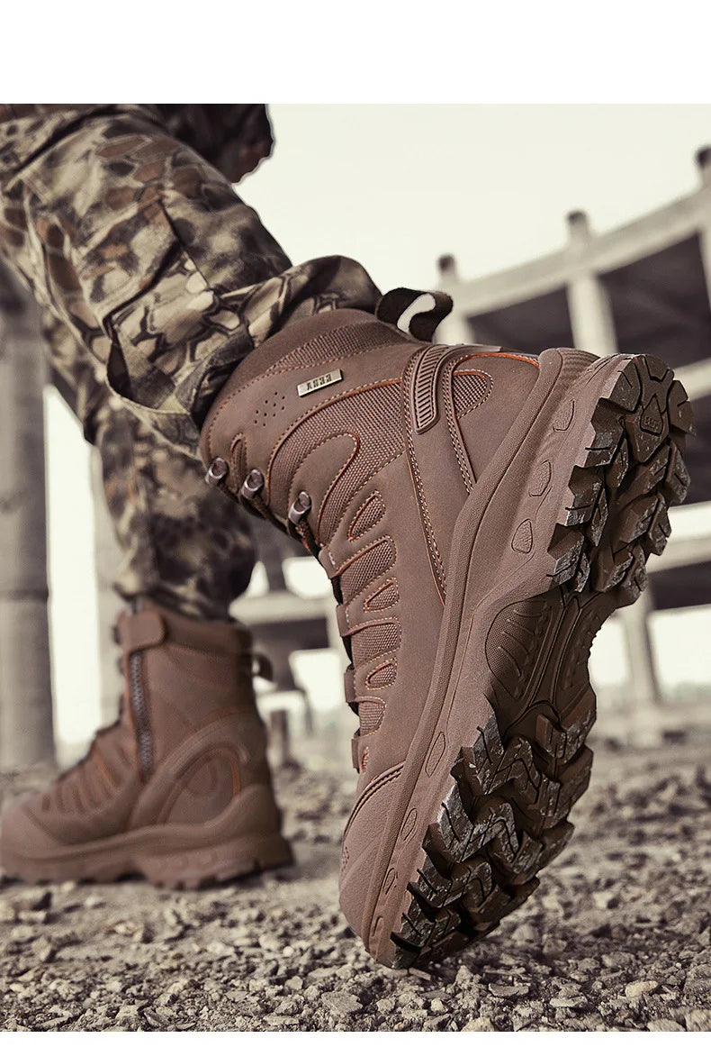 CHRLCK Men's Hiking Shoes Anti-slip Wear-resistant Tactical Boots Waterproof Military Trekking Boots Men Outdoor Travel Shoes