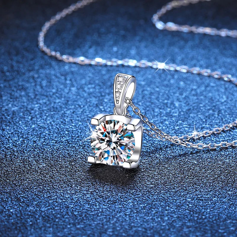 0.5-2CT D Color Moissanite Woman Pendant Sier Necklace For Women Chains Party Bridal Fine Jewelry 925sterling Silver Necklace