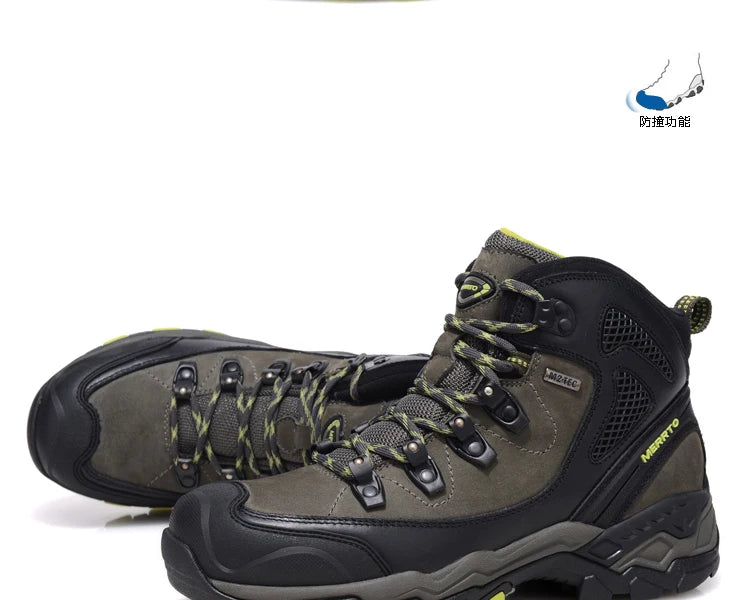 MERRTO cowhide Hiking shoes Men trekking boot mountian waterproof hunting Boots Male Sneakers Tactical Desert Combat Ankle Boots
