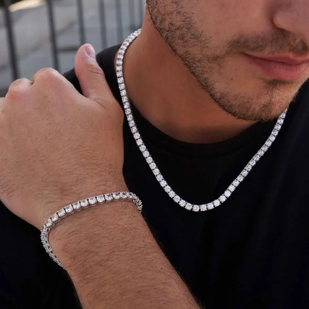 KNOBSPIN GRA Certified Moissanite Tennis Necklace 2/3/4/5/6.5mm Solid 925 Sterling Silver Diamond Tennis Necklaces for Women Man