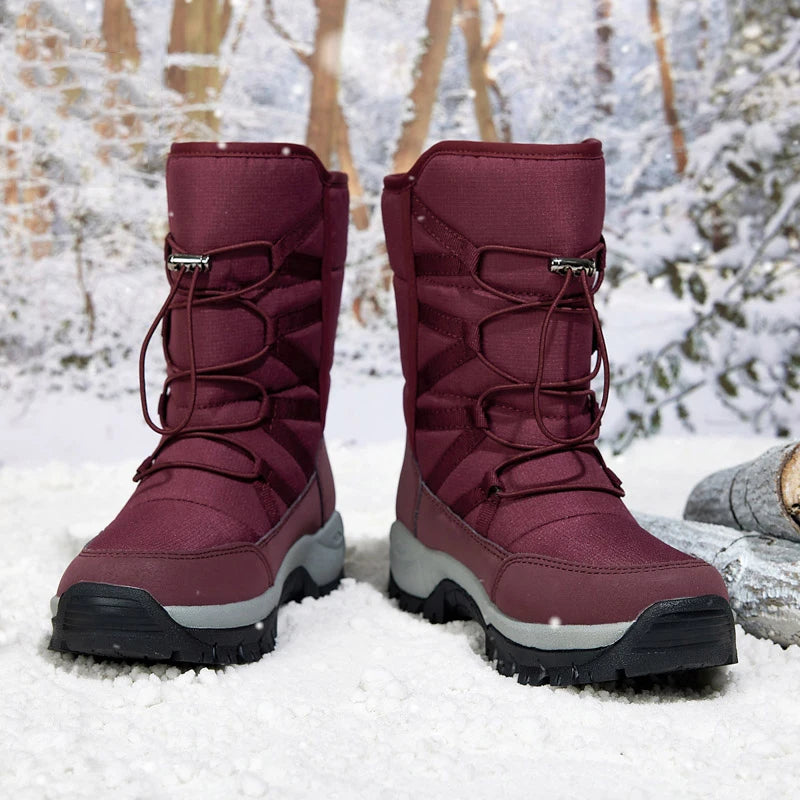 Women's Anti-Slip High-Top Trekking Boots Plush Warm Snow Shoes for Outdoor Hiking Mountain Climbing Winter Outdoor Activities