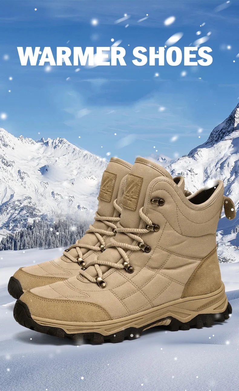 Winter Velvet Hiking Boots Men Warm Fur High Top Trekking Boots Man Outdoor Waterproof Men's Climbing Shoes zapatillas de hombre