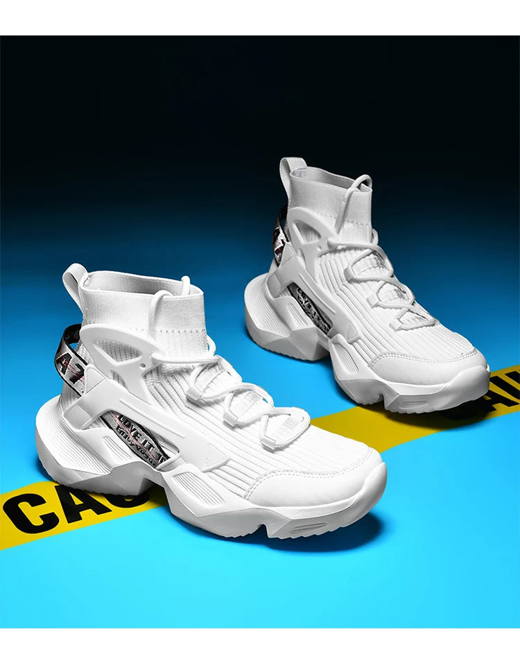 New High-top Men Sneakers Fashion Damping Tennis Shoes Breathable Men's Running Shoes Light  Men's Casual Sports Walking Shoes