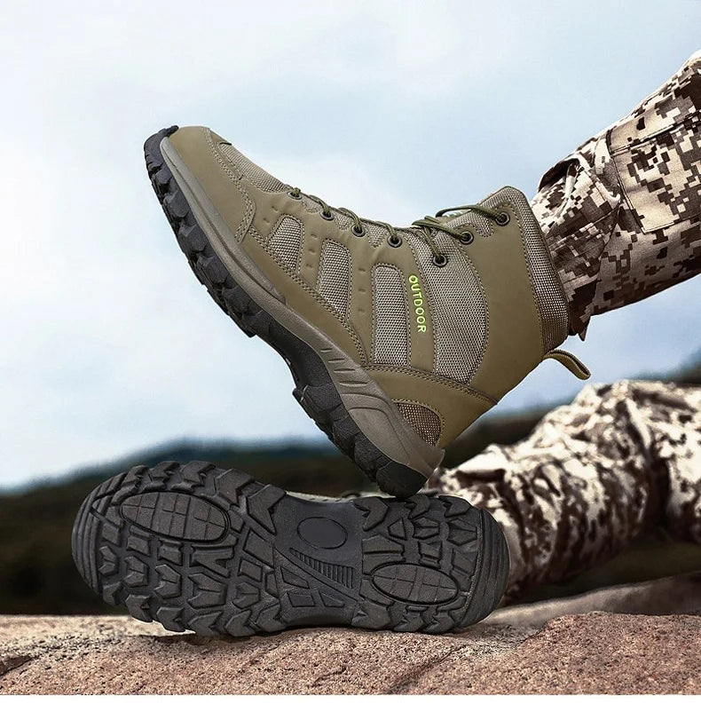 High-Top Men Hiking Boot Winter Outdoor Shoes Lace-Up Non-slip Sports Casual Trekking Boots Man Suede Warm Shoes Men Winter