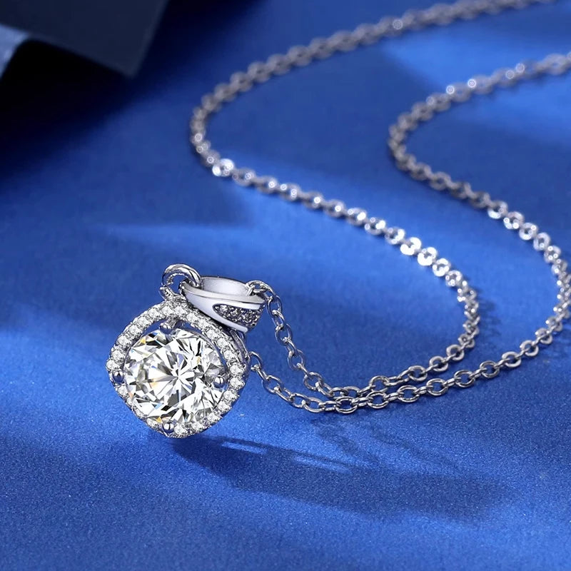 S925 Sterling Silver High Jewellery 100% Moissanite Pendant Necklace D Colour with GRA Certificate for Ladies' Wedding, Party