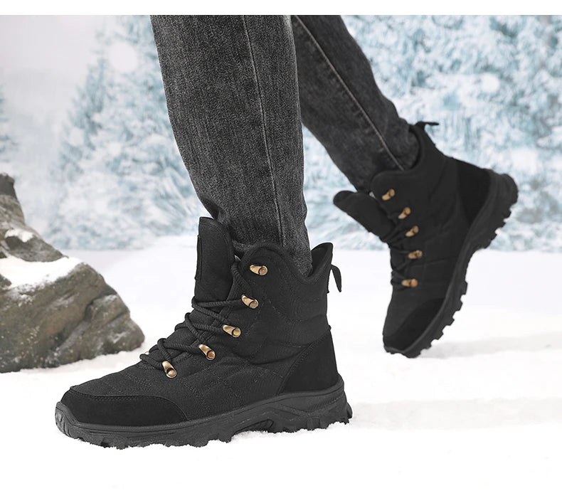Winter Velvet Hiking Boots Men Warm Fur High Top Trekking Boots Man Outdoor Waterproof Men's Climbing Shoes zapatillas de hombre