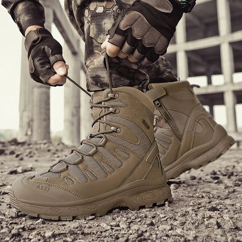 CHRLCK Men's Hiking Shoes Anti-slip Wear-resistant Tactical Boots Waterproof Military Trekking Boots Men Outdoor Travel Shoes