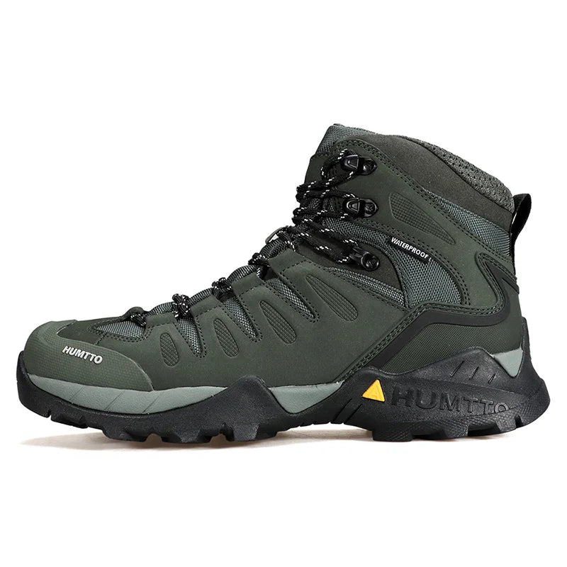 HUMTTO Cowhide Hiking shoes Men's waterproof hunting Boots Tactical Desert Combat Ankle trekking Boots Male Women warm Sneakers