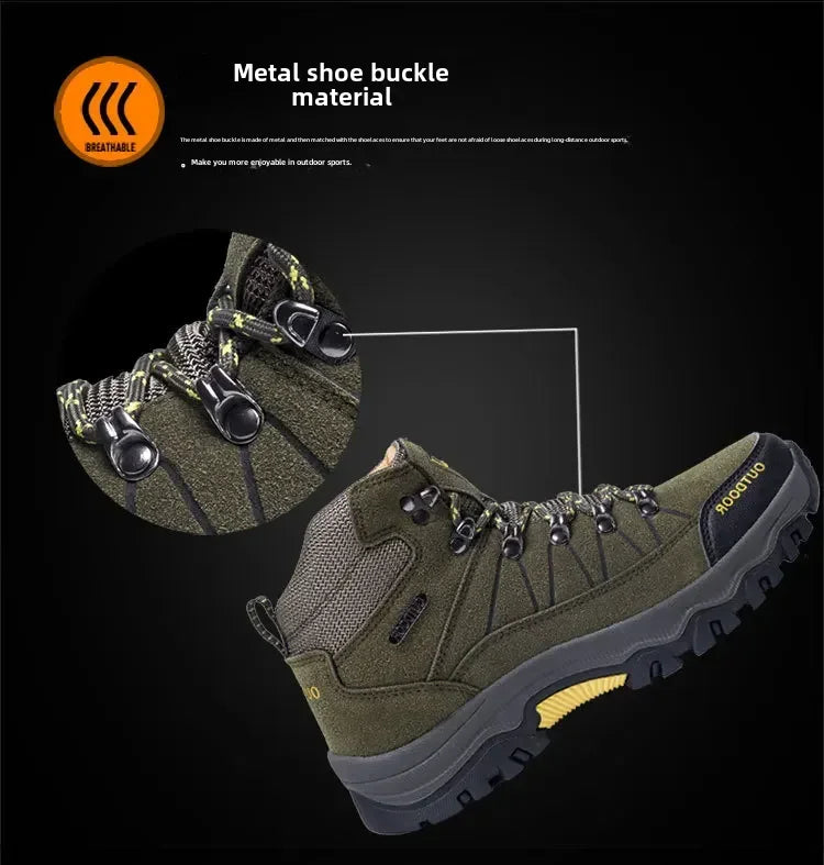 High-Top Men Hiking Boot Winter Outdoor Shoes Lace-Up Non-slip Outdoor Sports Casual Trekking Boots Man Waterproof Suede 2024