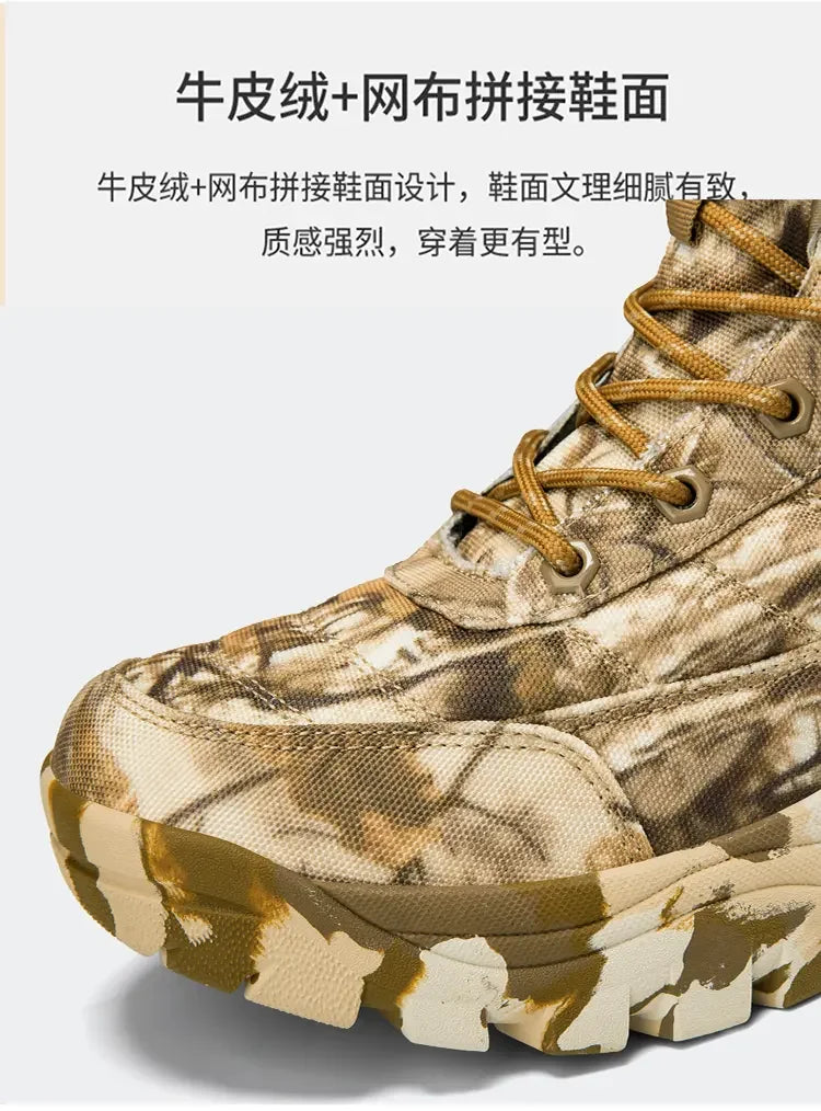 New Trendy Camouflage Hiking Boots for Men Platform Waterproof Trekking Boots Big Size 47 Non-slip Outdoor Boots Men