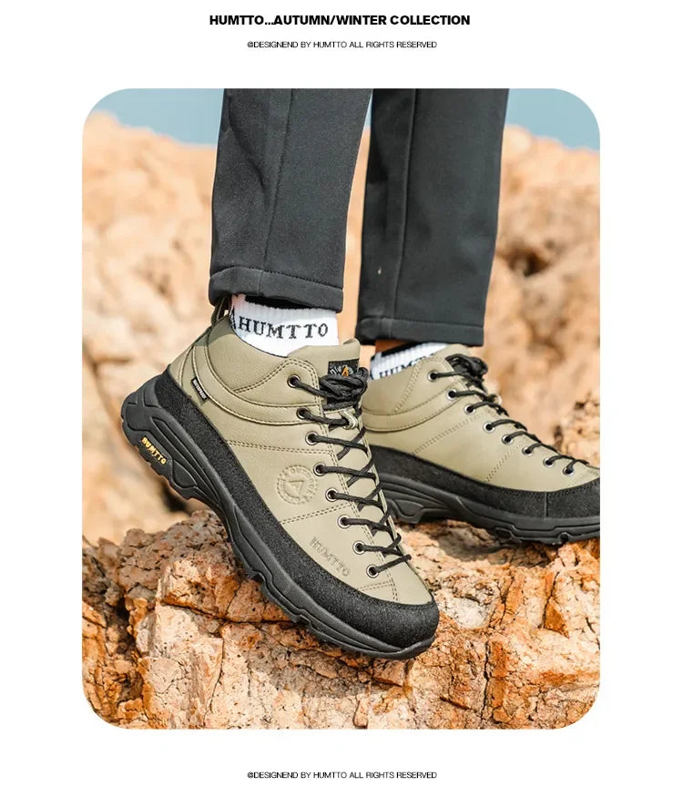 HUMTTO Hiking Shoes Breathable Camping Leather Men's Sports Shoes for Men Winter Trekking Boots Outdoor Designer Sneakers Man