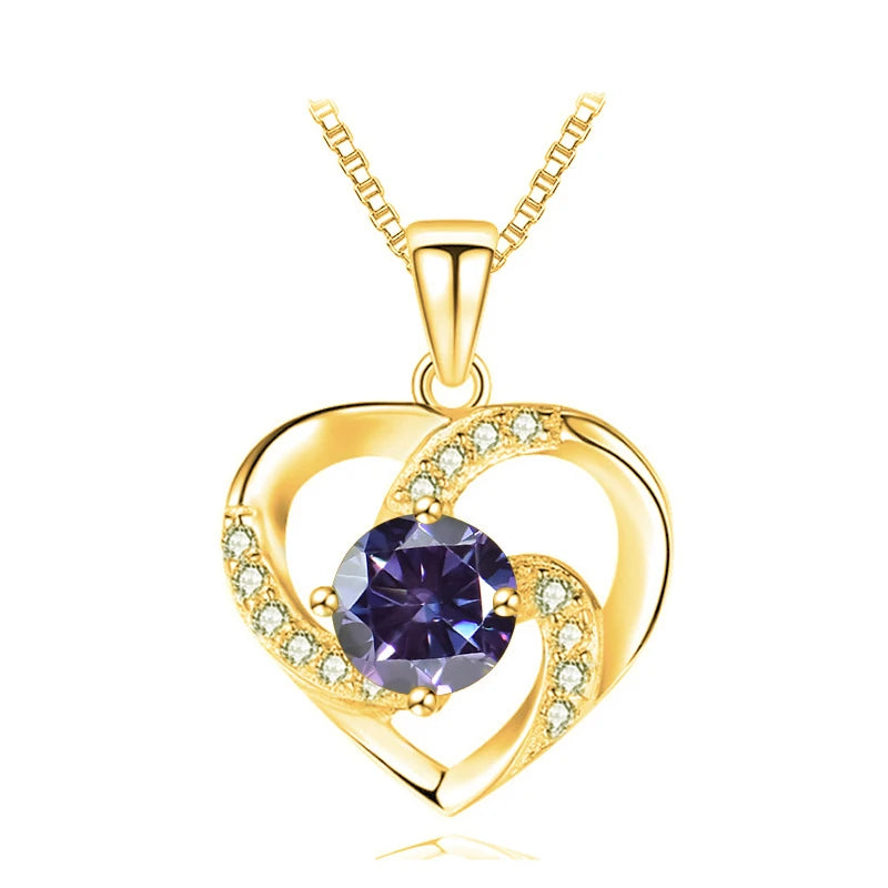 JoyceJelly 1CT Pass Tested Moissanite Heart Necklace for Women S925 Silver Gold Silver Color Diamond Pendant Birthday Party Gift