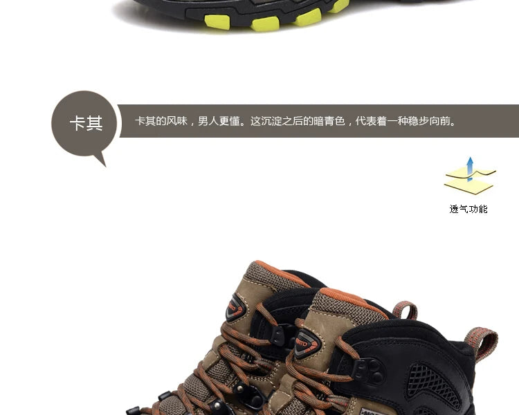 MERRTO cowhide Hiking shoes Men trekking boot mountian waterproof hunting Boots Male Sneakers Tactical Desert Combat Ankle Boots