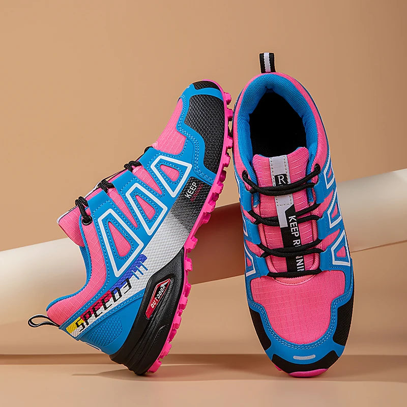 Women Hiking Shoes Breathable Cushioning Outdoor Walking Travel Shoes Ultralight  Lace Up Climbing Bicycle Running Sneakers
