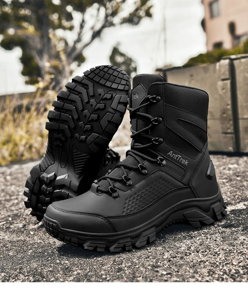 High Quality Fashion Brown Men's Hiking Boots Plus Size 46 Outdoor Tactical Boots Men Non-slip Trekking Boots for Men 2026