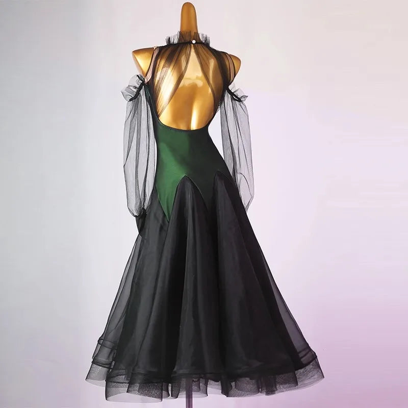 Sports Dance Suit Competition Ballroom Dress Girls Outfit Long Sleeve Adult Costume Waltz Modern Clothing Evening Stage Costumes