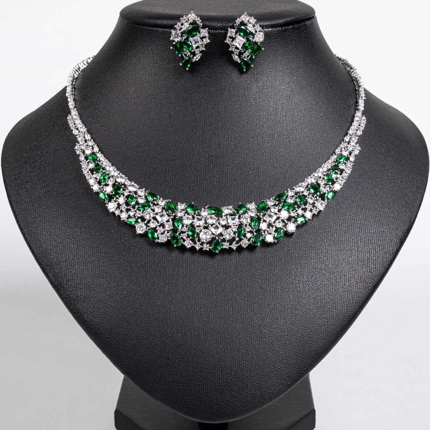Deluxe High Quality Zirconia Ladies Jewellery Necklace Earring Set Party Prom Wedding Graduation Dress Accessories M-347