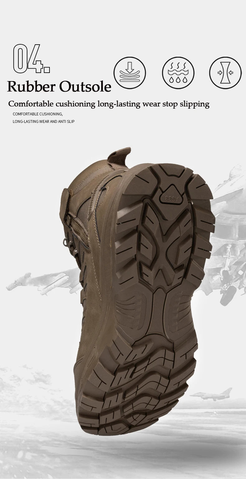 CHRLCK Men's Hiking Shoes Anti-slip Wear-resistant Tactical Boots Waterproof Military Trekking Boots Men Outdoor Travel Shoes