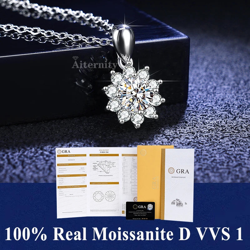 S925 Soild Sterling Sliver VVS1 D Color Moissanite Necklace  Chain With Certificate Fine Jewelry for Woman Jewelry