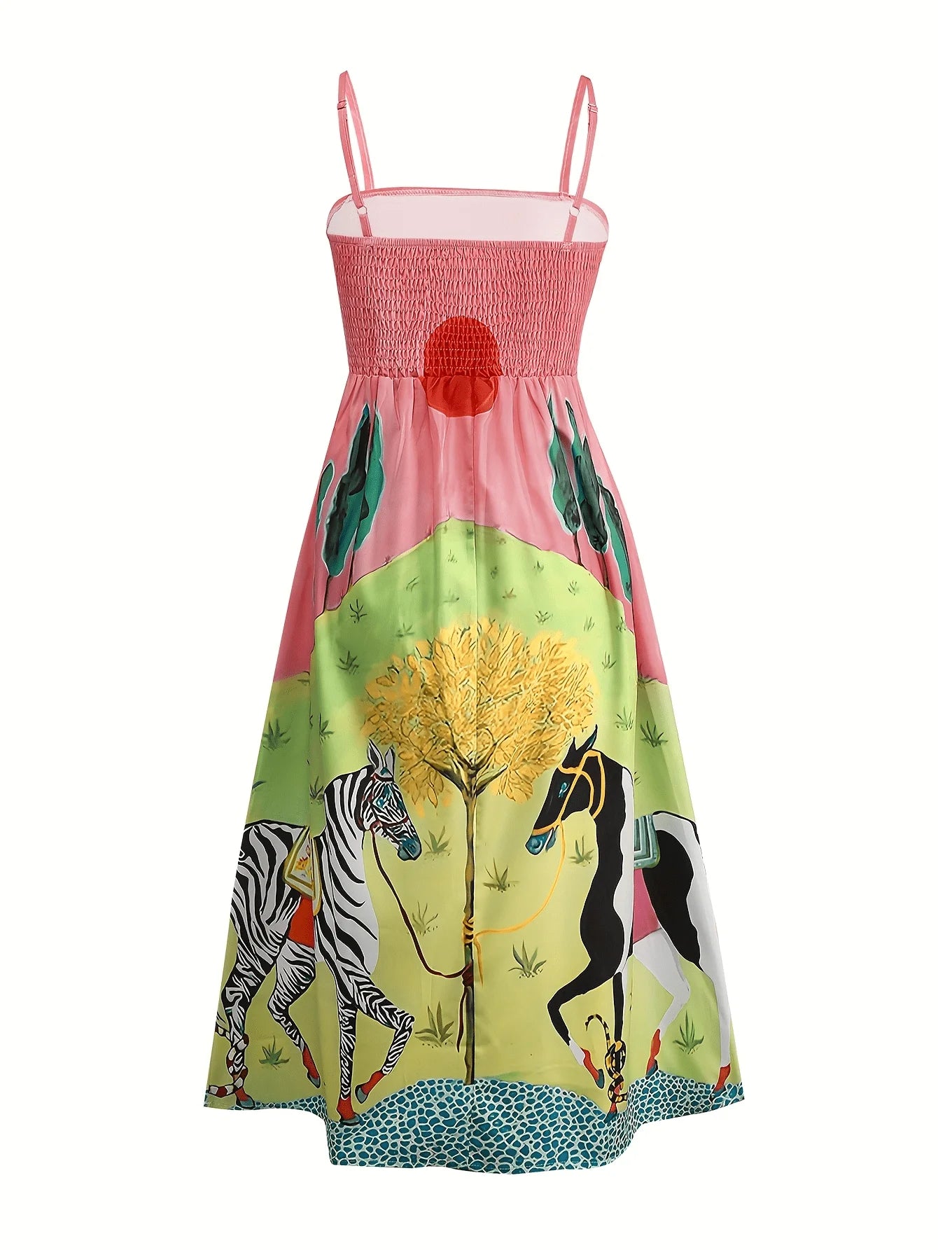 Elegant Animal Print Sleeveless One-Piece Summer Dress for Women Sensational Design Ladies Sling Fashion