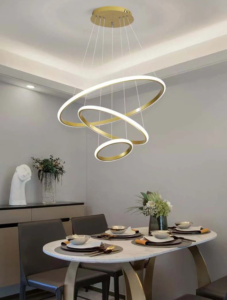 Nordic Simple Circles Pendant Lamp Chandelier LED 3 Rings lights for Dining Bar Living Room Chandelier Loft home decoration